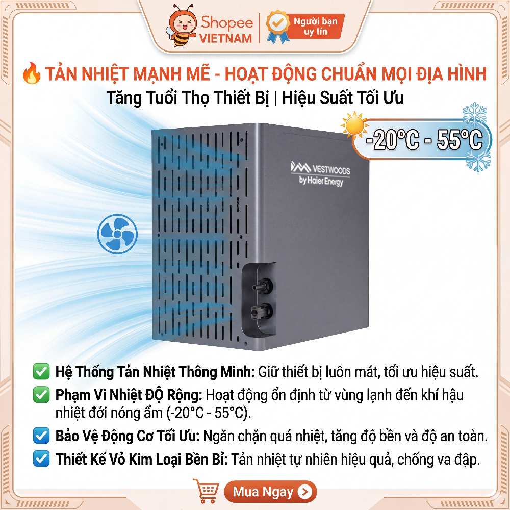 Vestwoods Rescube 2009.6Wh Portable Power Station | LiFePO4 Home Backup Battery